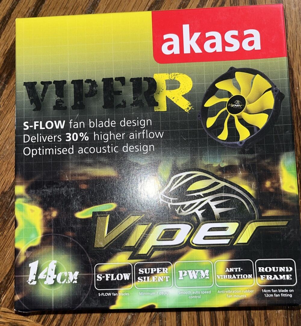 Akasa Viper 140mm PWM Case Fan S-Flow Quiet Cooling 4-Pin PC Fan New